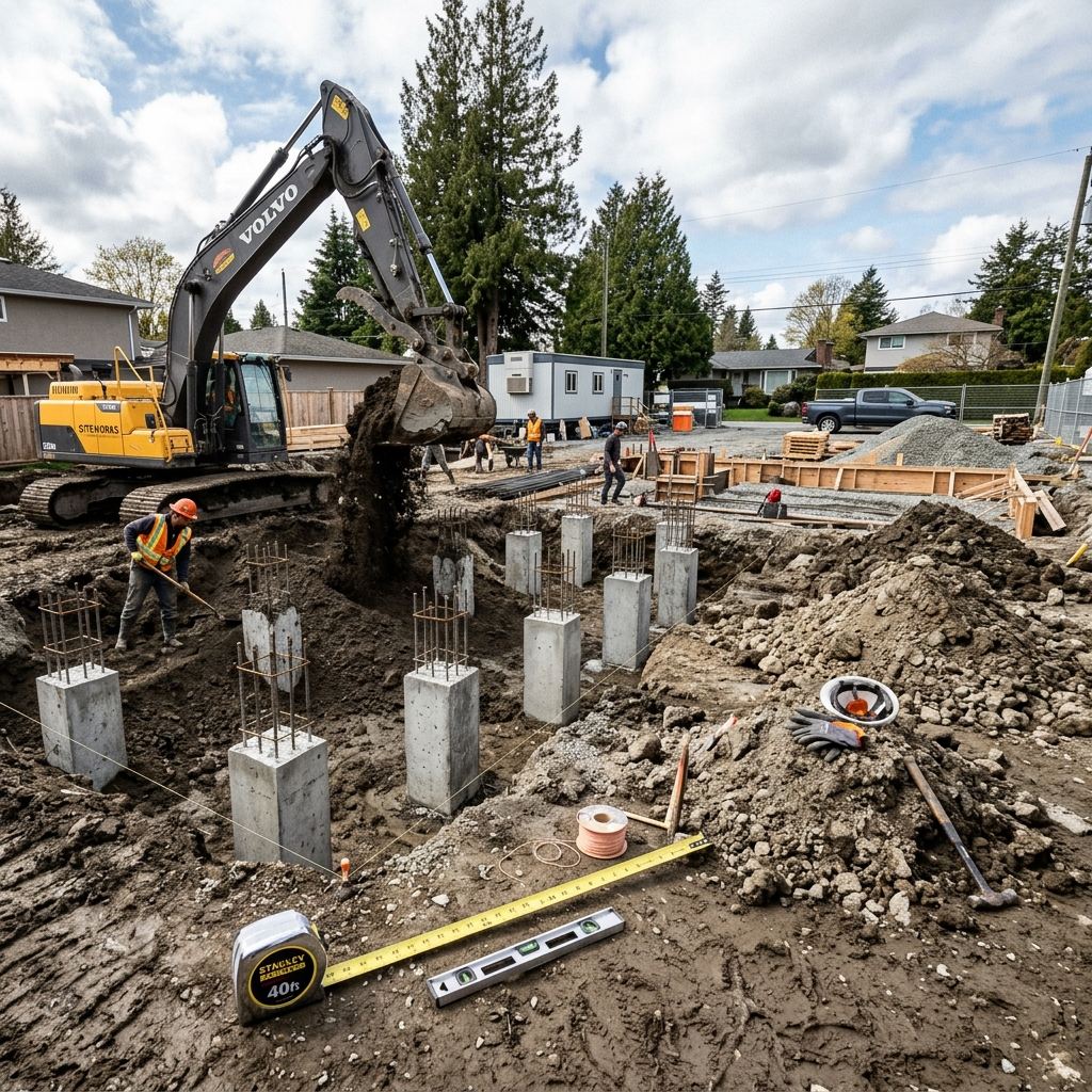 Soil filling volume calculation for house construction with compaction factors and formulas